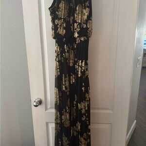 Macy's Black and Gold Floral Dress